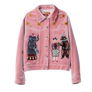 Unlogical Poem Circus Pink Velvet Embroidered Jacket